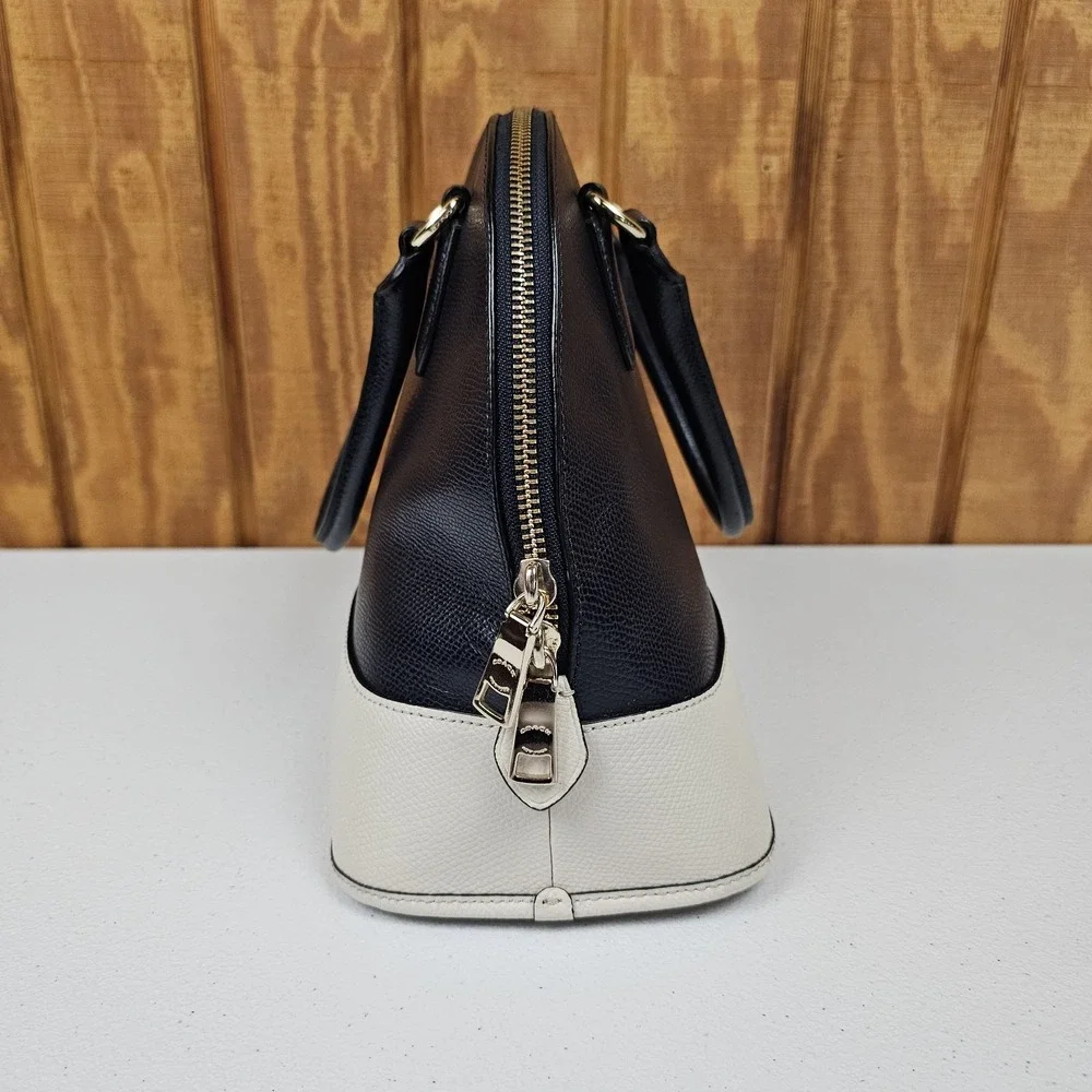COACH Cora Crossgrain Domed Satchel F34491 Midnight/Chalk + Hang Tag *NO STRAP